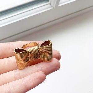 Kate Spade Large Gold Bow Ring Sz 6